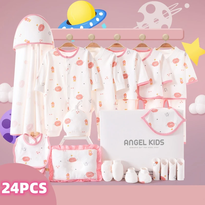 18 To 24 Pcs Newborn 100 Cotton Jumpsuit Romper Gift Box Kit First Laying Set Baby Clothes Baby Boy Clothes 0-3 Months