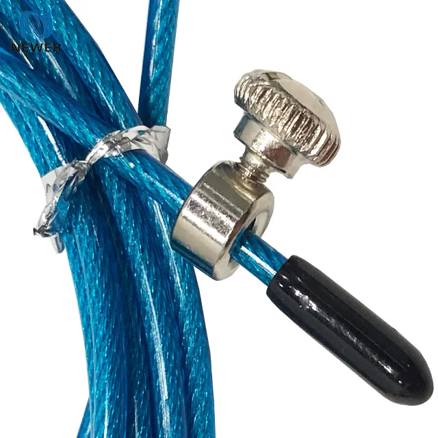 
High quality athletic self lock heavy weighted steel cable private label adjustable fitness wire rope long handle pvc jump rope 