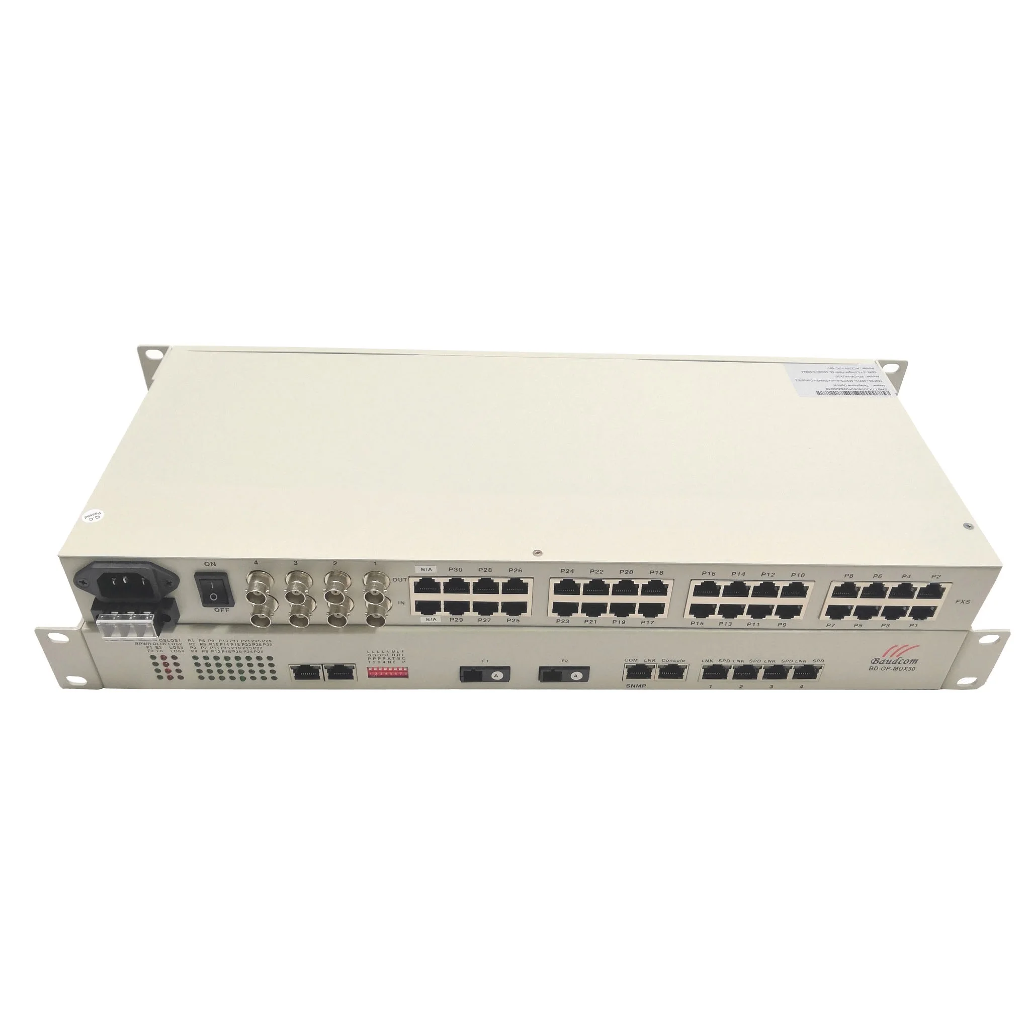 30 channel POTS(FXO/FXS) Voice over Fiber Multiplexer Voice over Fiber Converter with Ethernet and E1 Ports