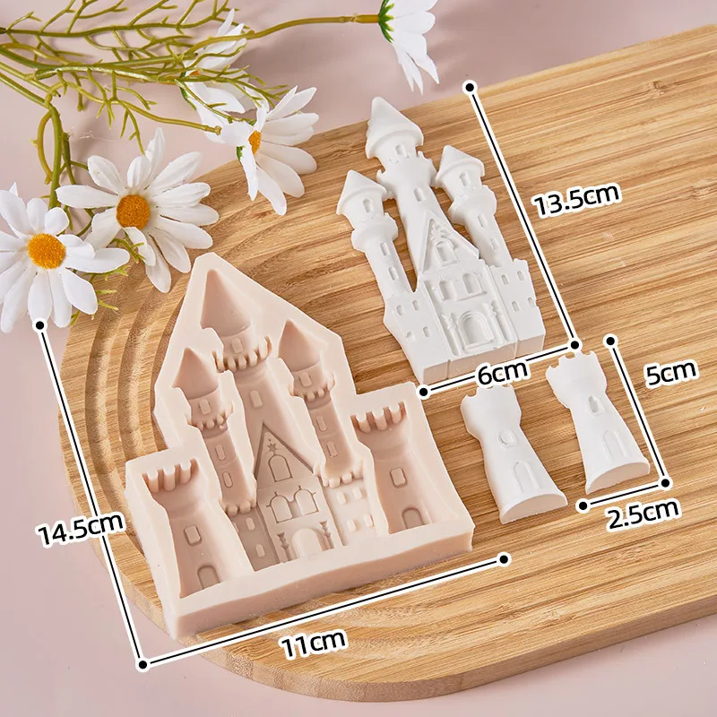 Silicone Fondant Castle Mold Castle Construction Cookie Mold diy Fondant Chocolate Cake Mold