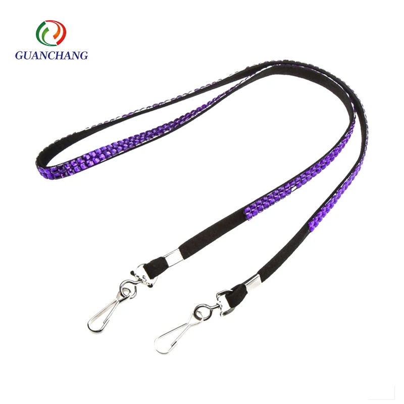Factory direct sale new beautiful looking rhinestone lanyard card clip with badge key chain lanyard