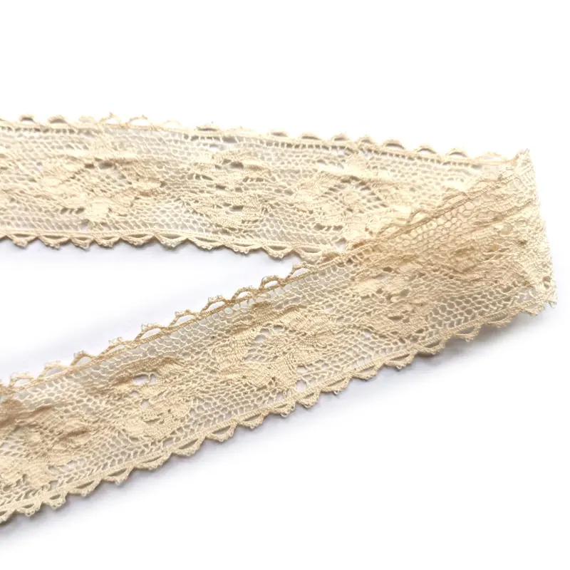 LC45 Manufacturer supply 4cm bud sides lace cotton with flower pattern ethnic delicate lace trim for ornamental