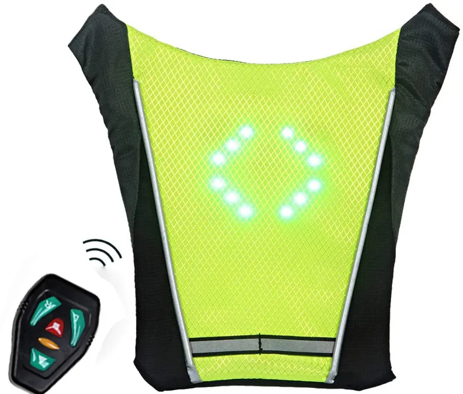 Bike Vest Turn Signal Led Light Pack Guiding Light Reflective Luminous Safety Warning Direction Backpack with Remote Controller