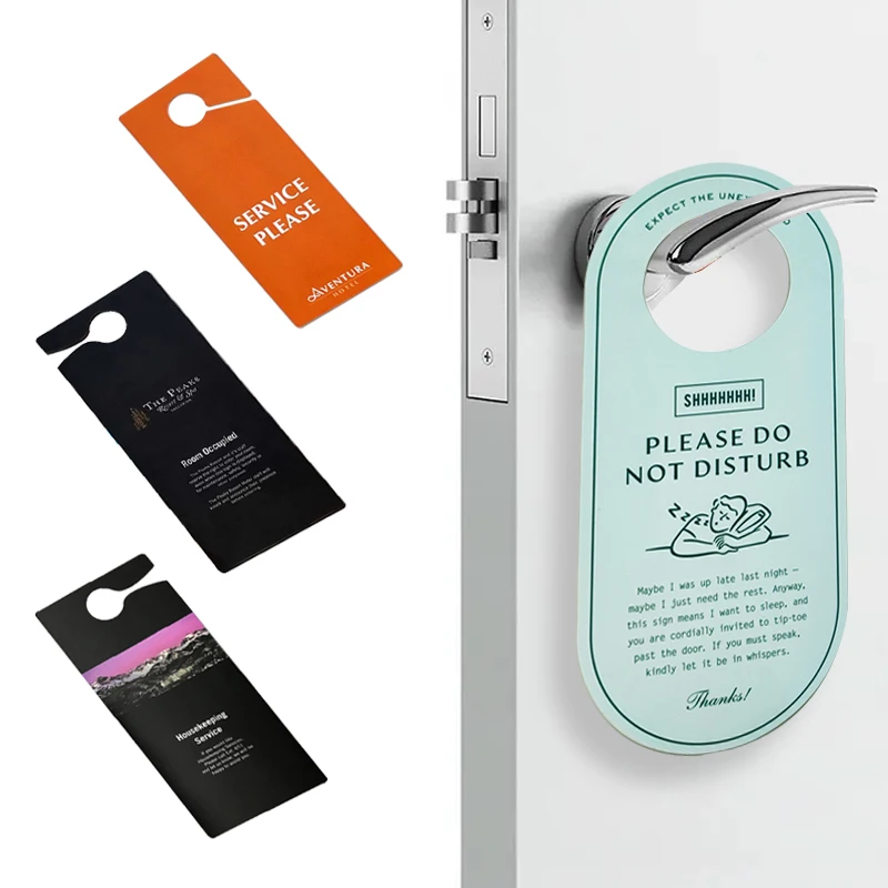 Advertising plastic door hanger flyer custom hotel do not disturb door hanger