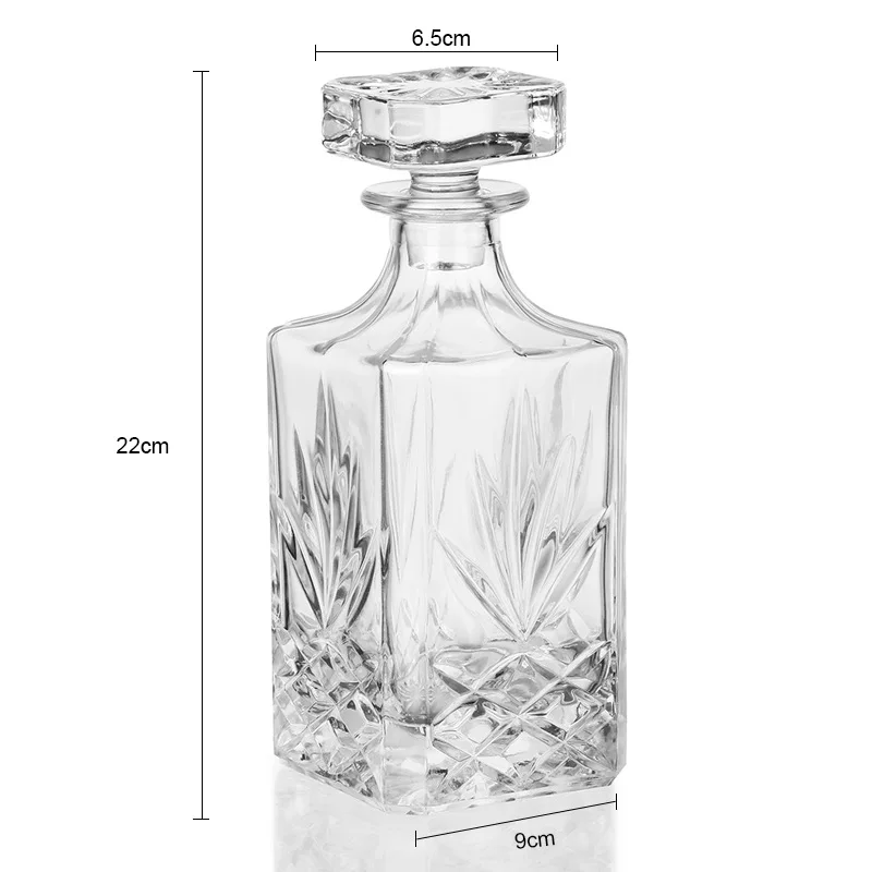 
Square 700ml 26oz Crystal glass Whiskey Decanter with Glass Stopper 