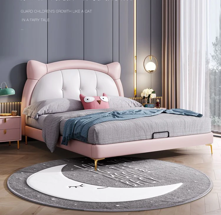 New Fashion Soft Pink Children Baby Bed Single Princess Kids Bed For Girls