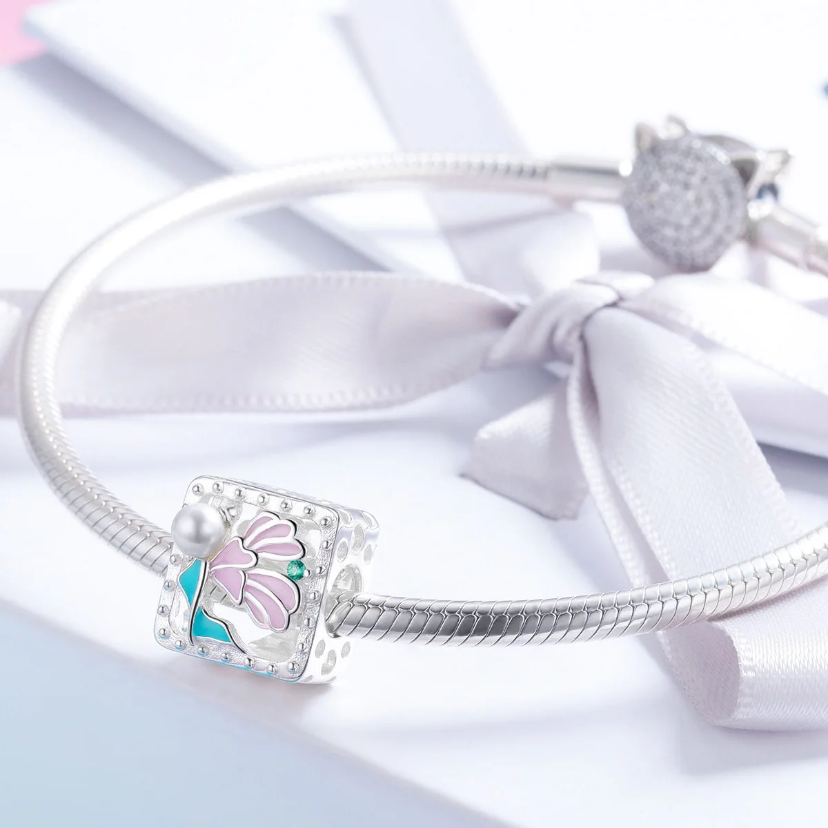 LEICARE Enamel Cute Elf Charm Pendant 925 Sterling Silver Fashion Square Charm Spacer Bead for DIY Jewelry Making