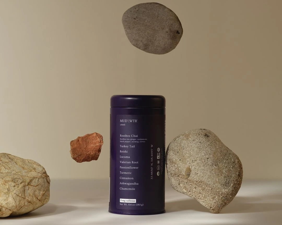 Mushroom coffee turmeric powder tin box packaging for supplements luxury tall chocolate cocao metal airtight tea tin can black