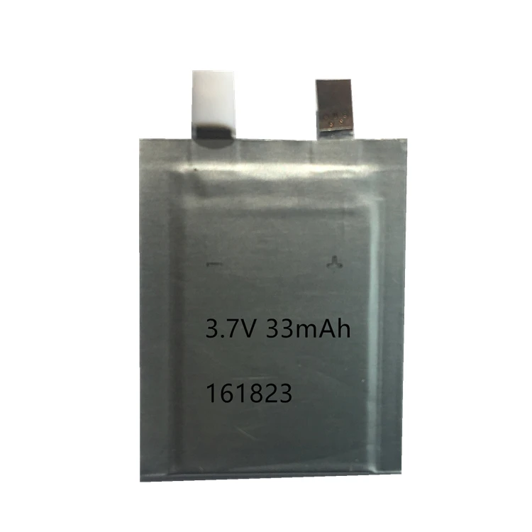 Thin Battery 161823 new model 3.7V rechargeable paper card battery 33mAh thickness 1.65mm