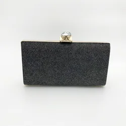 New Trendy Manufacturer Fashion Crystal Women PU Hard Shell Box Clutch Bag Big Size Bling Glitter Evening Bags with Metal Frames