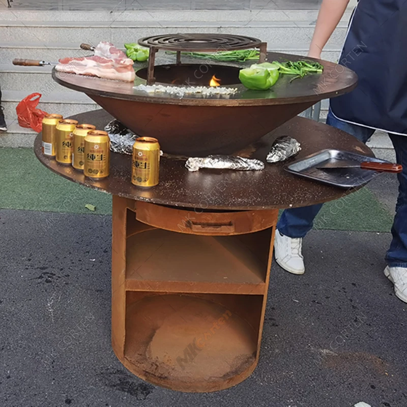 Wholesale Corten Steel Kd Bbq Brazier Round Fire Burner Pot Bowl Outdoor Fire Pit