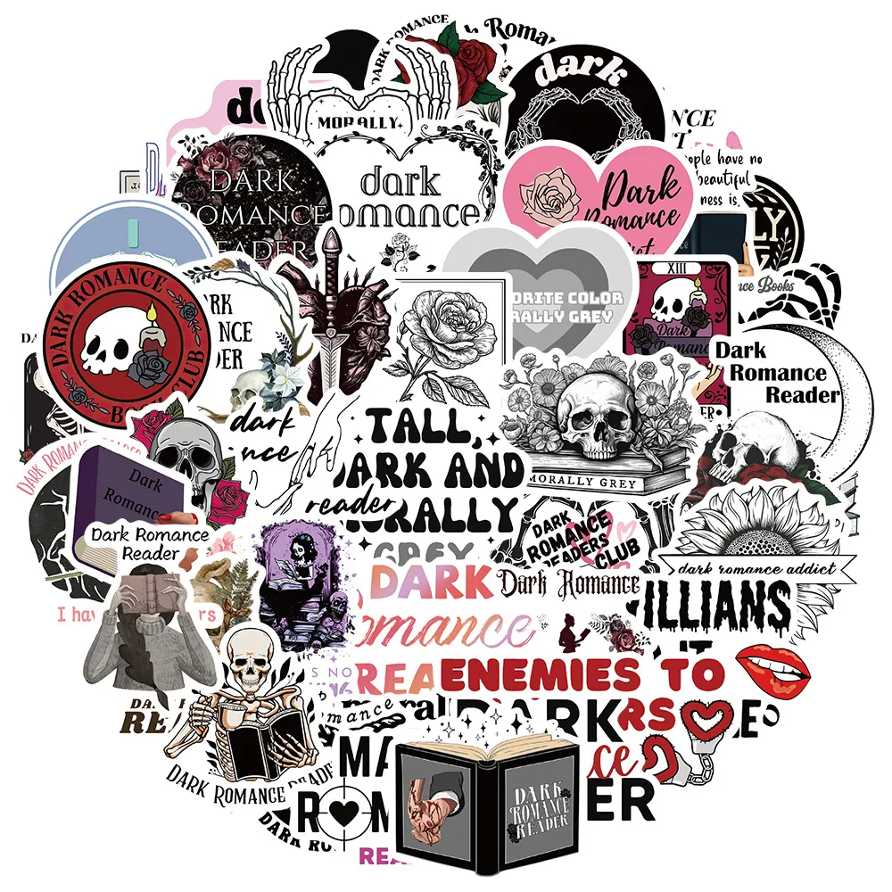 50PCS Cool funny gothic dark romance reader decals death reading sticker