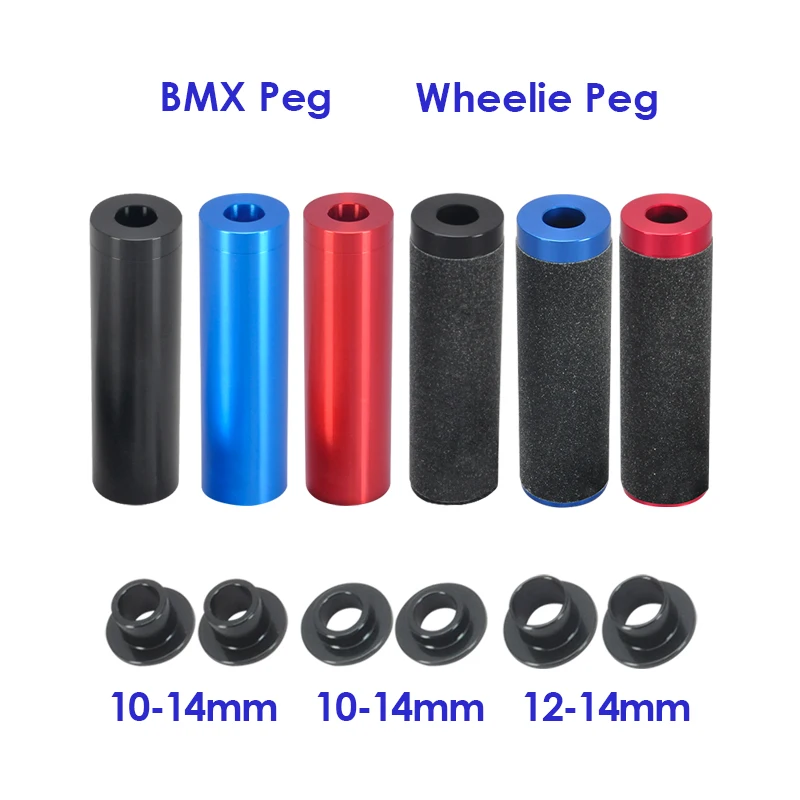 Funsea Bike Peg Wheelie Big BMX Cruiser Bicycle Pegs Alloy 6061 Length 110MM For Hub 3/8 Inch 12mm 14mm Axle Front And Rear