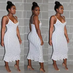 Wholesale Latest Women Polka Dot Sleeveless Bodycon 2019 Maxi Long Dress