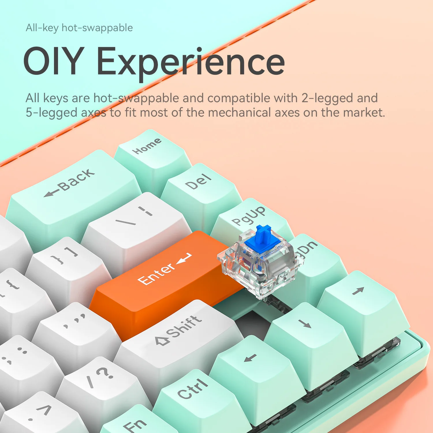 Игровая электронная Спортивная RGB совместная индивидуальная трехрежимная механическая клавиатура Q68 светящаяся компьютерная портативная