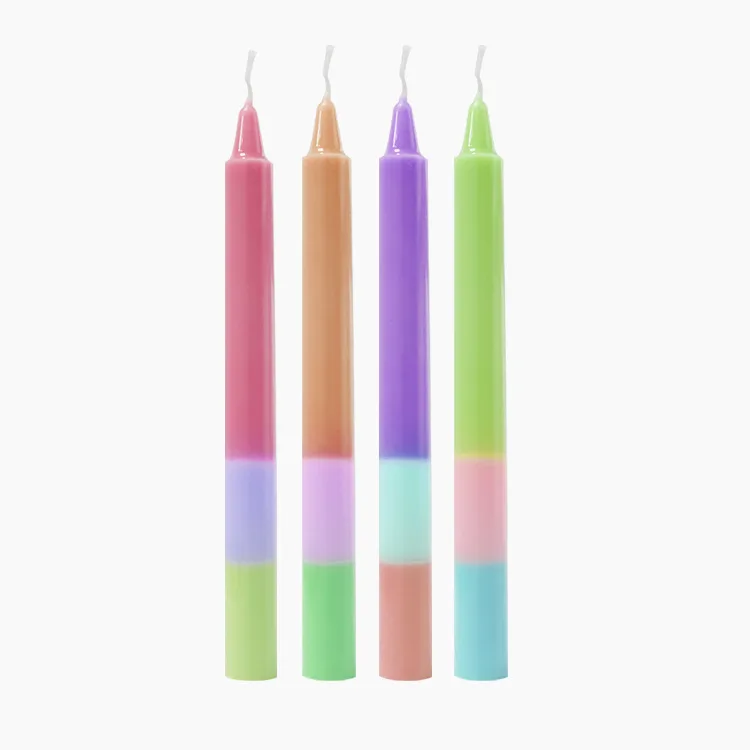 Fluorescent multi-color mix color gradient color long pole candle dating festival romantic dinner pillar candle wholesale