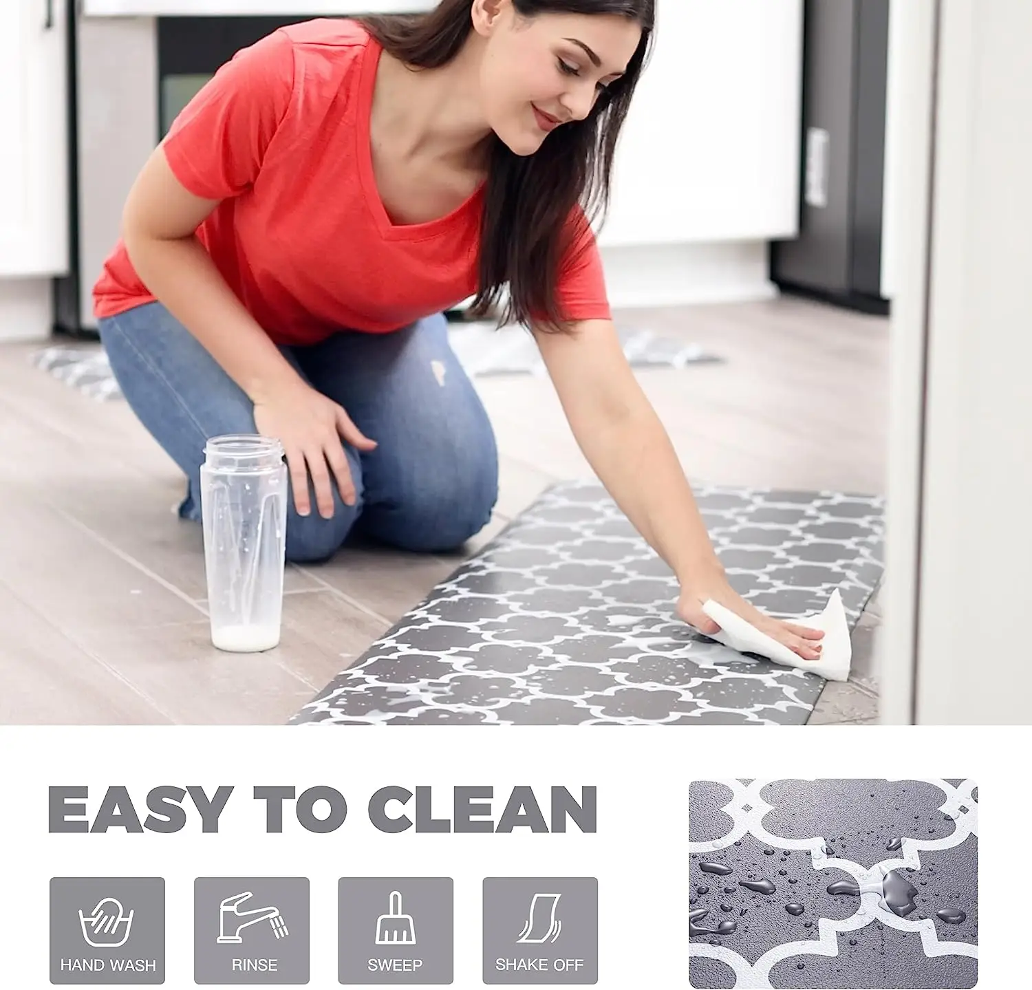 2 Pc Anti Slip Kitchen Combo Cushion Anti Fatigue Kitchen Mats High Quality Pu Eva Bath for mats floor Applicable  Home carpets