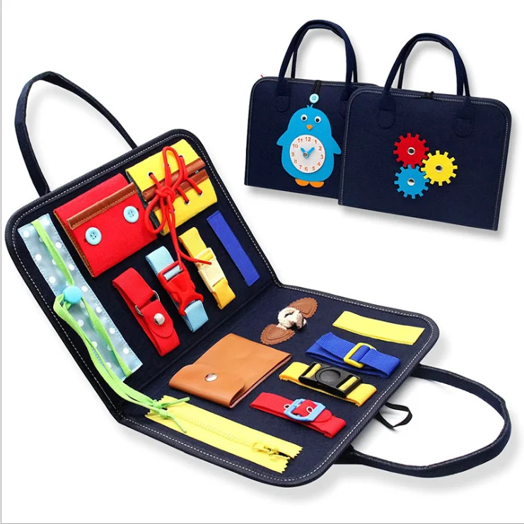 Wholesale Felt Toddlers Busy Board learn to dress Baby Educational Travel Toys Toddler busy board
