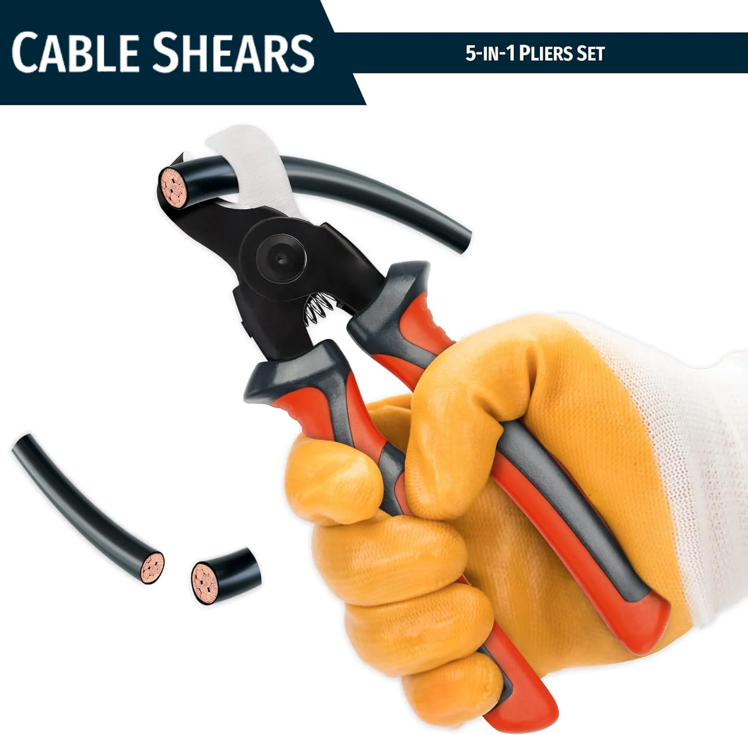 Multipurpose 8 Inch 5 IN 1 Plier Tool Set 1PC Cable Cutters Wire 1PC Stripper 1PC Crimping Plier 1PC Linesman Pliers 1PC Scissor