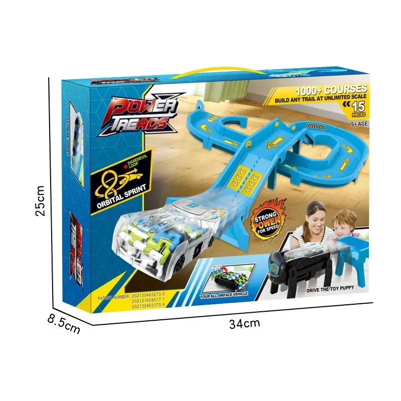 2 In 1 Track Toy Car Sets New Assembled Rail Car Set Toys Electric Walk Robot Dog DIY Educational Toys For Kids