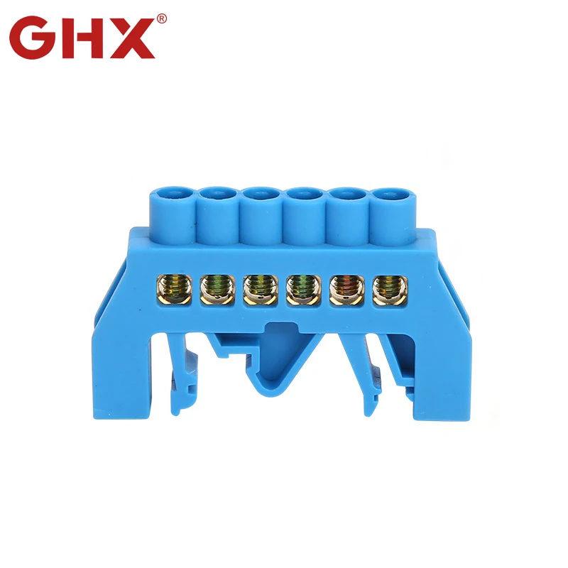 YL-008 Natural Screw Blue Din Rail Mounted Terminal  6 pole  With Full Plastic