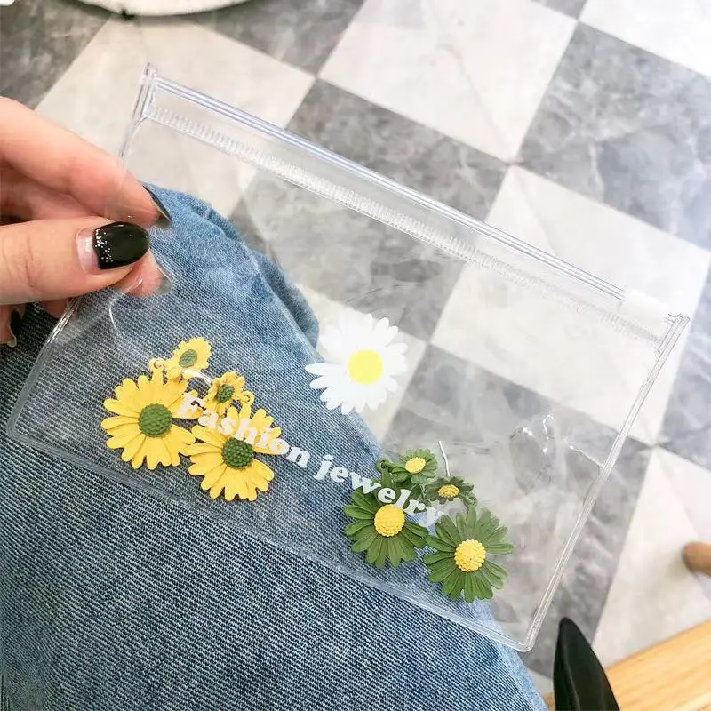 Маленькая сумка для хранения украшений с маргариткой, многофункциональные прозрачные удобные герметичные пластиковые пакеты