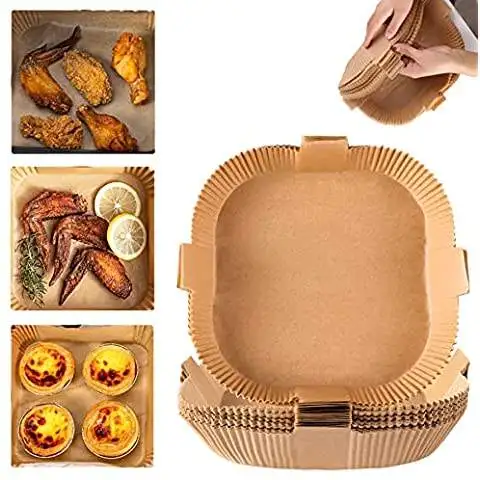 New arrivals air fryer oven Disposable Paper Liners Square Parchment Liner Baking Roasting Paper with lift tape handle
