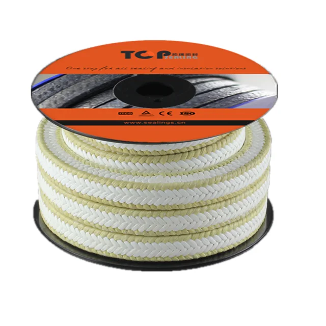 Grease Packing Valve Steam Seal PTFE and Kevlar Aramid Fiber Corner Braided Gland Packing Rope