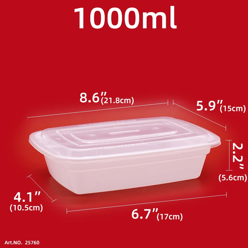 Reusable tableware Plastic lunch container Flat bottomed rectangular transparent recyclable food storage container