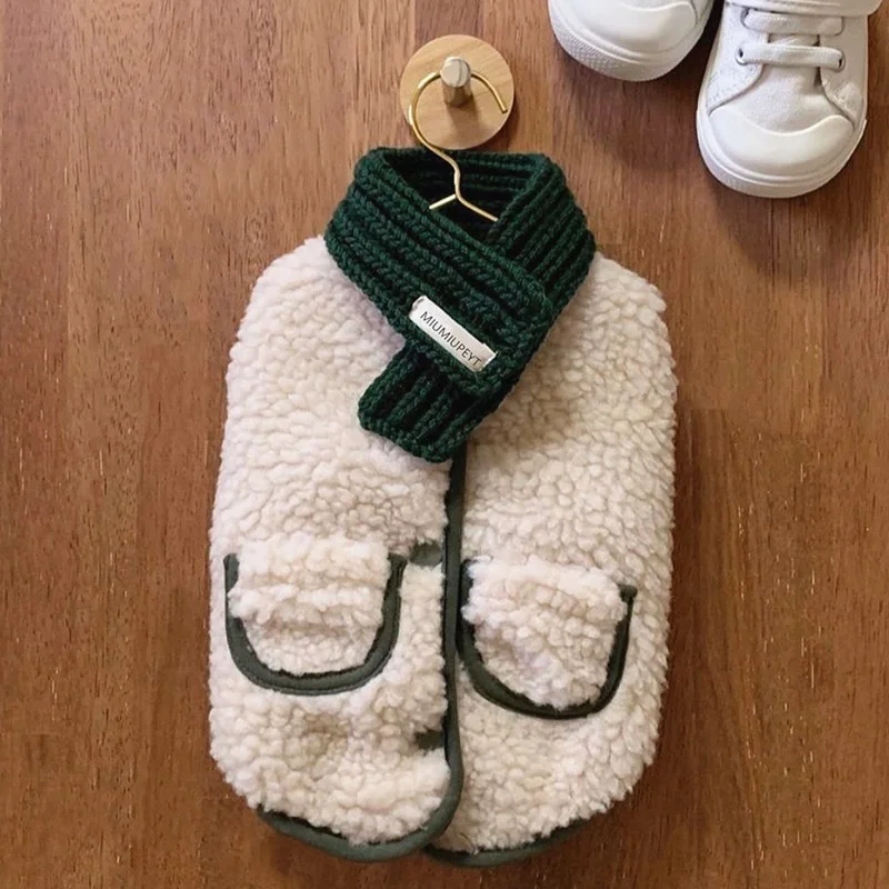 Корейская версия горячая распродажа Оптовая отправка шарф осень и зима плотное теплое пальто из хлопка для домашних животных Одежда для кошек корги собак