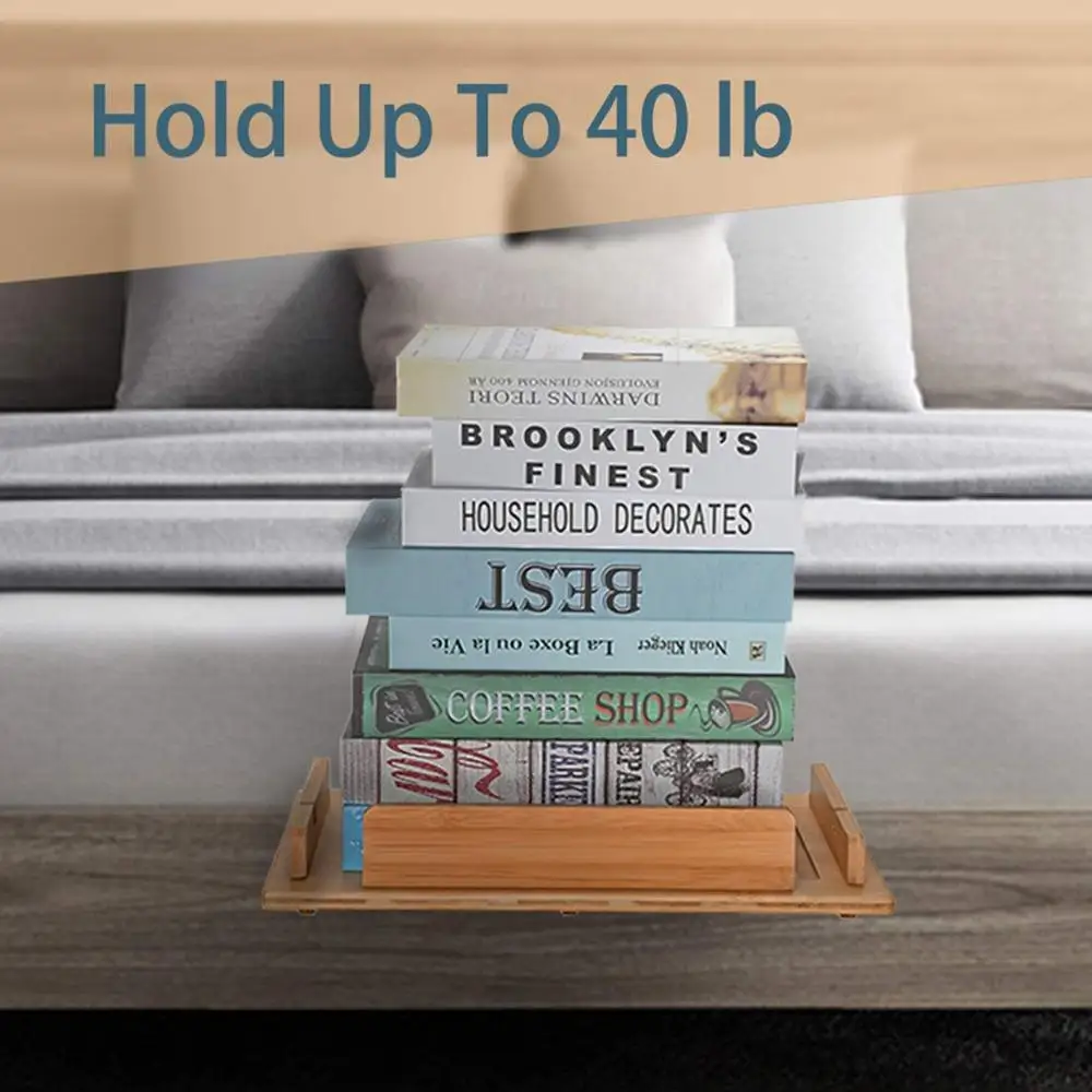 
Bamboo Bedside Tray Attachable Shelf Organizer in Bedroom 