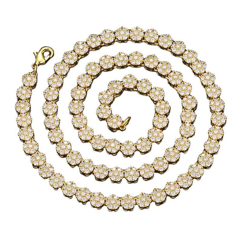 2023 New Design Iced Out Chain 2-10mm 925 Sterling Silver VVS Moissanite Lab Diamond Baguette Buckle Tennis Chain Necklace