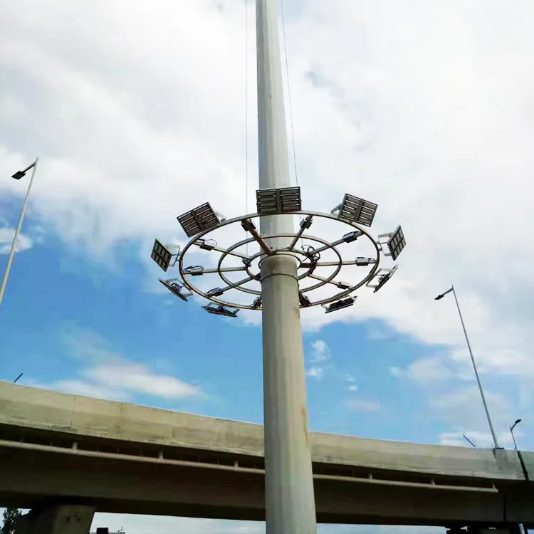 20m-30m  high mast flood lighting poles with lifting system or ladder
