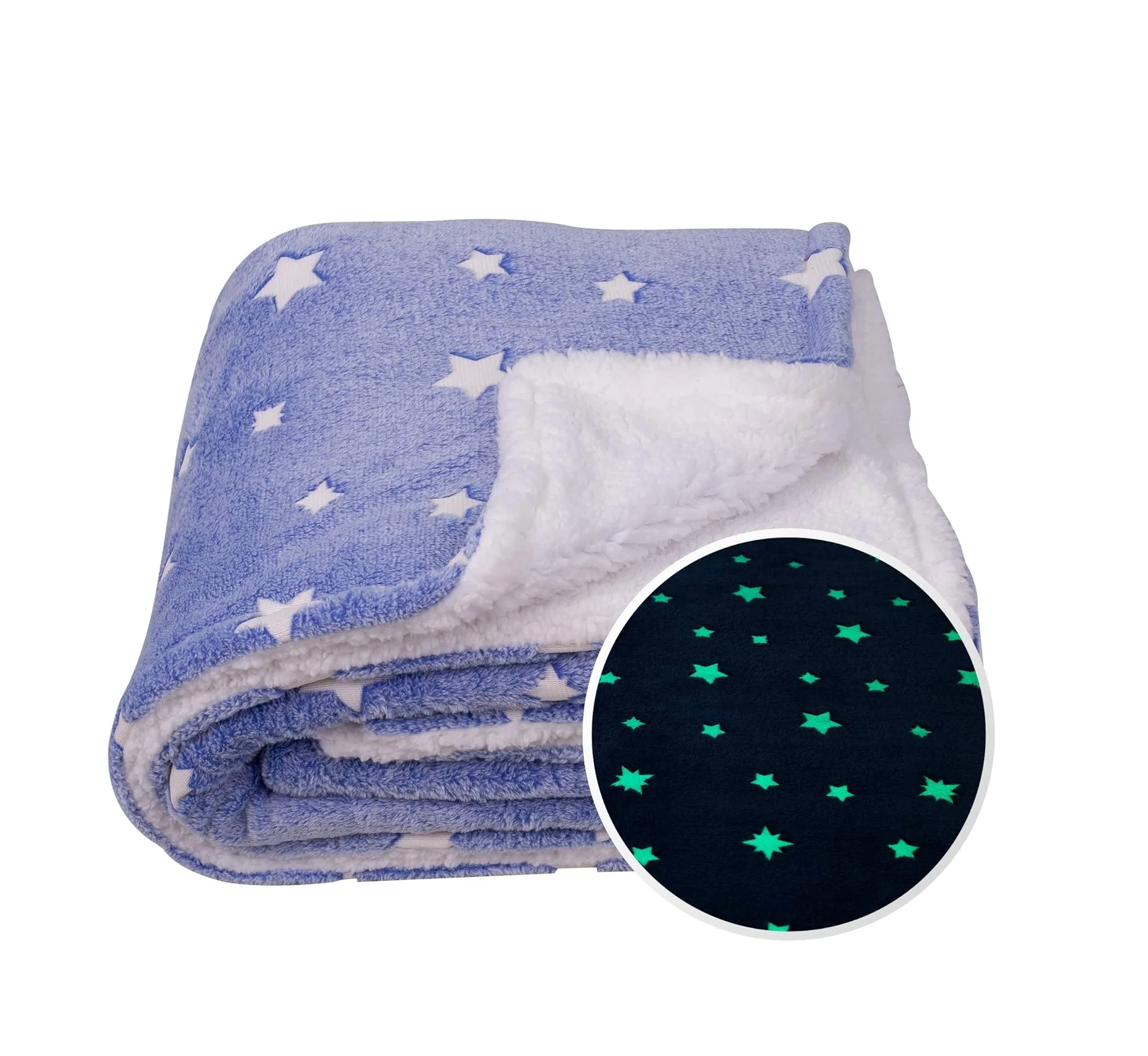 Custom Kids Adult Star Moon Mantas Coral Luminous Fluorescent flannel Fleece Magic Glow In The Dark Blanket