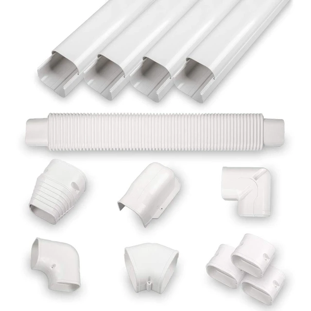 
14 Ft Air Conditioner Decorative PVC Line Set Cover Kit Mini Split and Central Air Conditioner & Heat Pump Line Set Cove Kit 