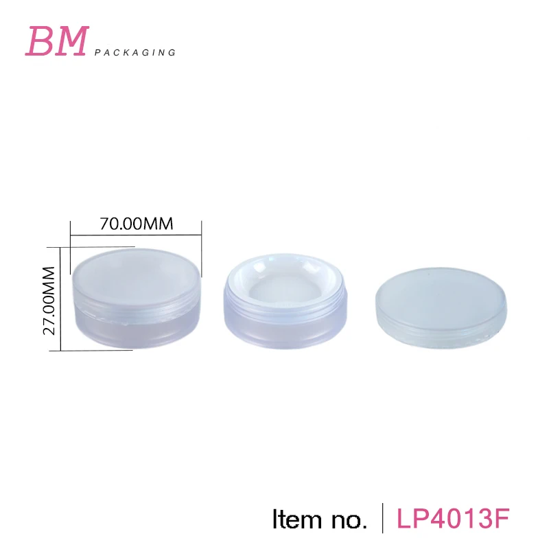 double layers mesh loose powder container AS material 8g small transparent frosted plastic loose powder jar with sifter