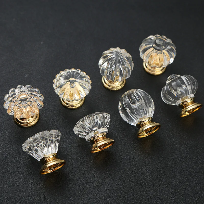 Diamond Crystal Handles Single Hole Pots Lids Top Beads Wardrobe Doors Acrylic Plastic Furniture Drawers  Handles for Bedroom