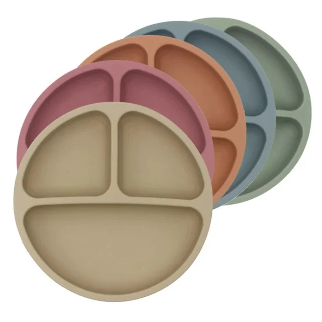 DLB021 Baby Bowl Plates Safe Silicone Dining Plate Solid Cute Cartoon Children Dishes Training Tableware Kids Feeding Bowls