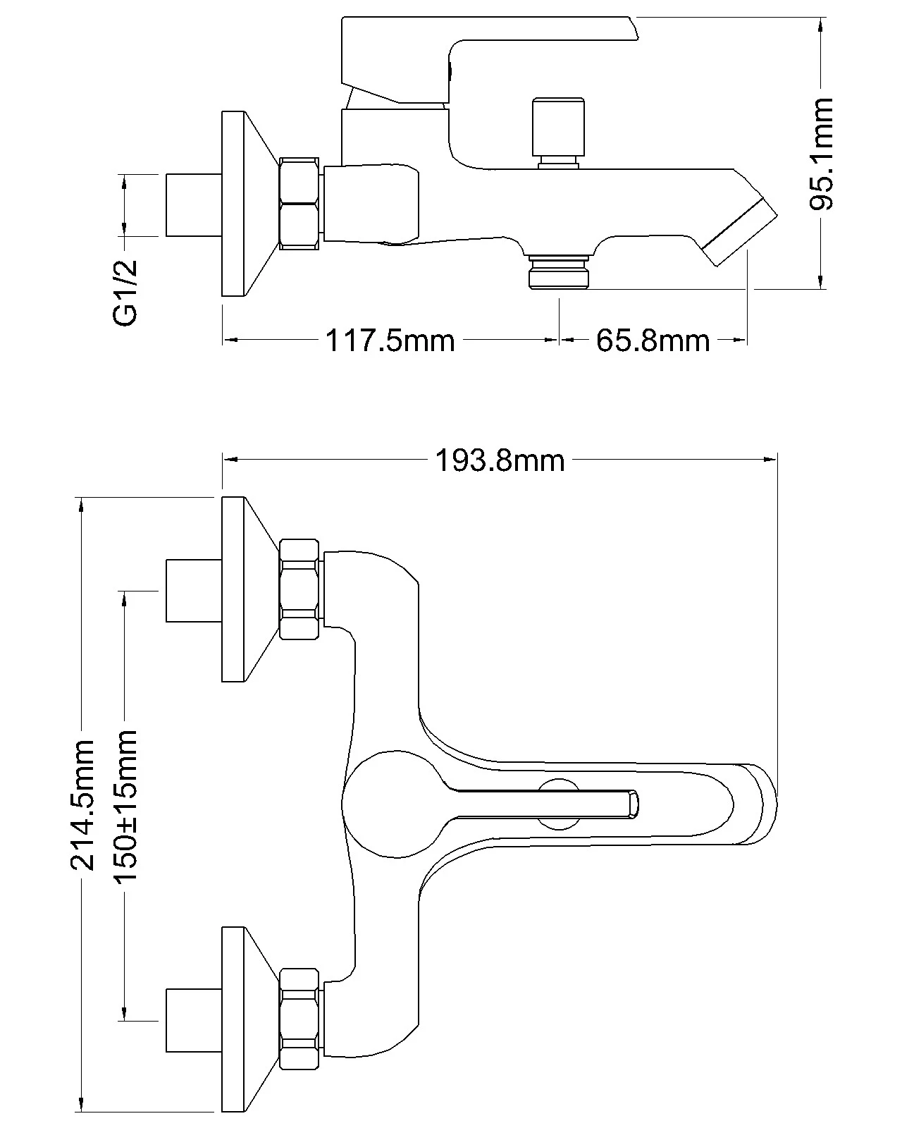 Classical Wall Mounted Bathroom Black Thermostatic Bath Tub Shower Faucet Mixer Tap
