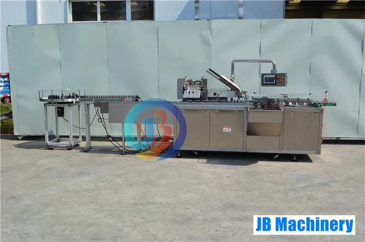JB-120WZ высокоскоростное дезинфицирующее средство для рук, машина для картонизации бутылок с распылителем 75%, упаковочная машина для спиртовых бутылок с распылителем