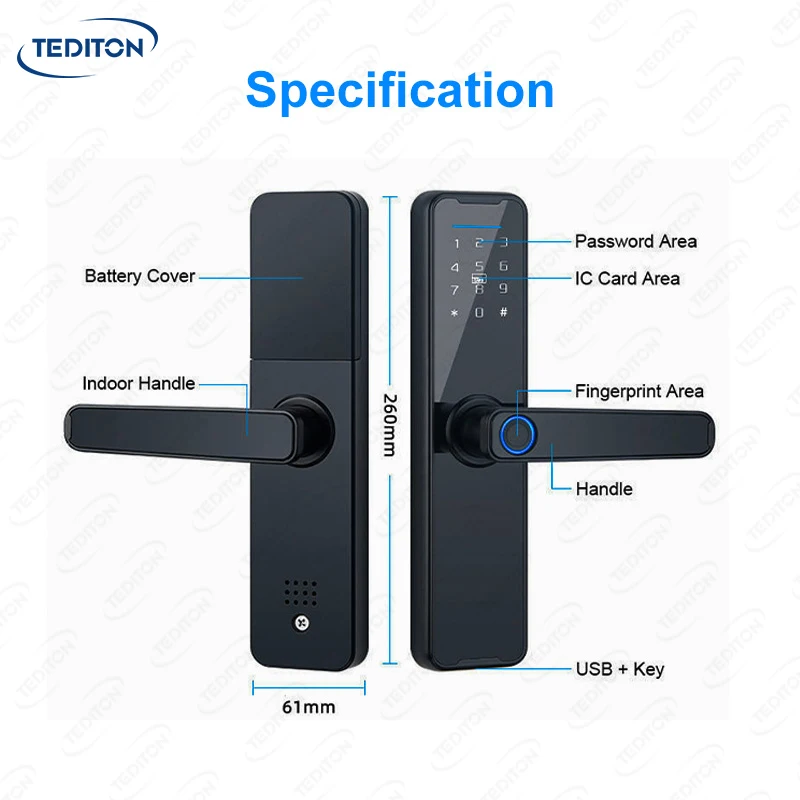 Tedition Wholesale Price Smart Lock WIFI APP Fingerprint Keyless Tuya Smart Locks