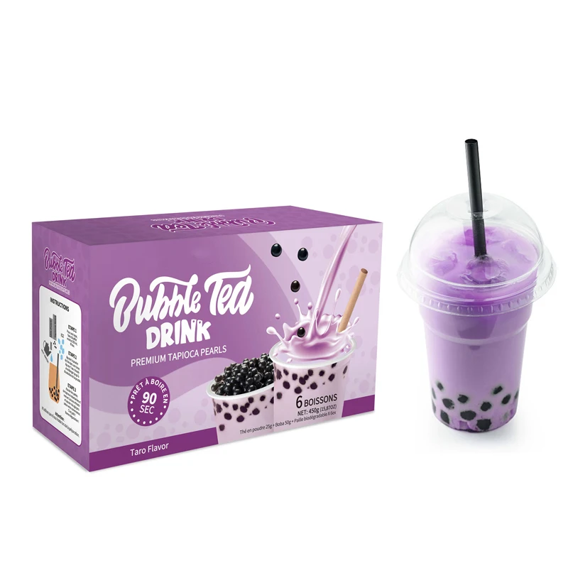 Instant Taro Flavor Drink Milk Powder 6pcs/set Box Package Instant Boba Tea