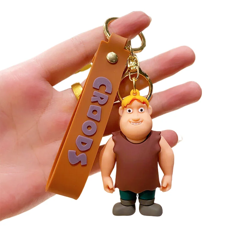 Fantasy action adventure animated movie The Crood toys keychain Promotional Wholesale Silicone PVC Anime KeyChains Accessories