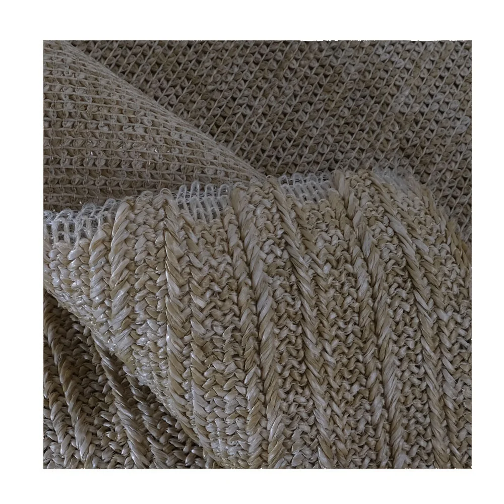 China Textiles Fabrics Suppliers Eco-Friendly Material Raffia Jute Braided Fabric