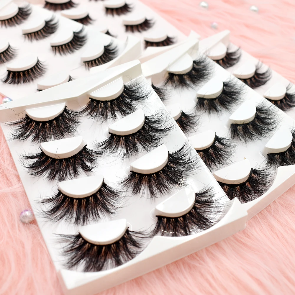  Ресницы для наращивания ручной работы 25 мм 5D норковые ресницы с индивидуальной коробкой