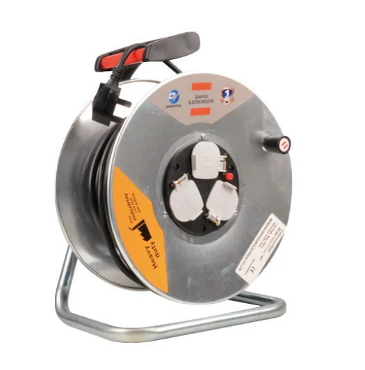 electric steel 4 ways metal cable reel rollers trailers winding drum 50m stand  jacks for copper wire