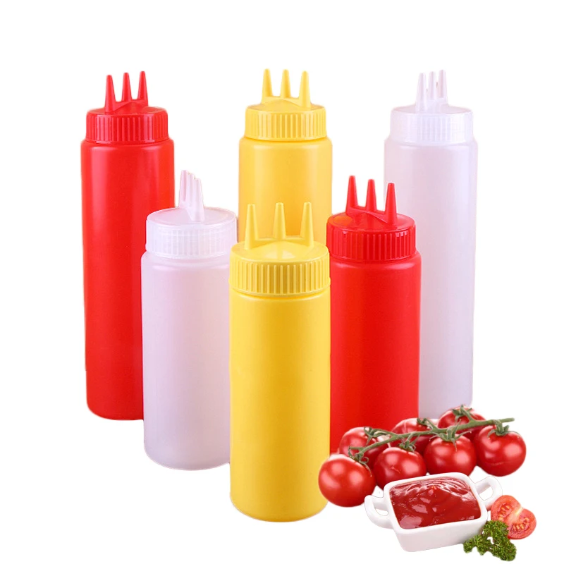 8/12/16/24/32 Oz Refillable plastic sauce squeeze bottle ketchup condiment dispenser