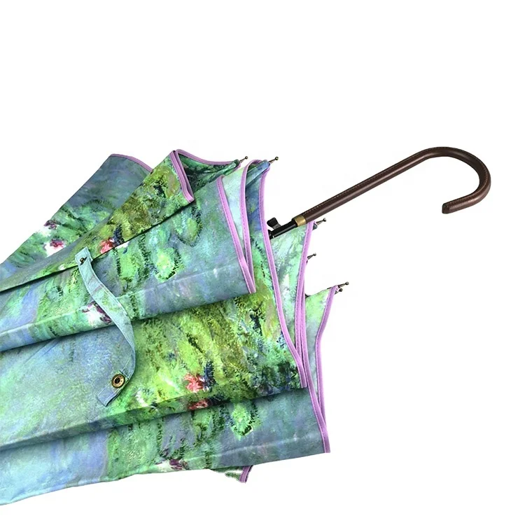 High Density Panel Material Customise Digital Print 22 Inch Luxury Straight rain Umbrella With J Shape Handle custom logo