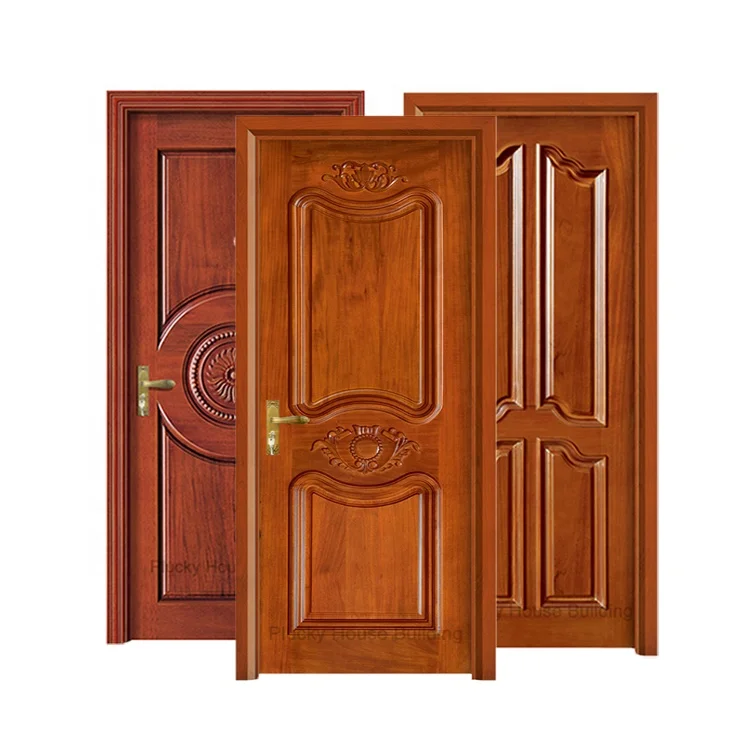 Foshan Factory Interior House Room Single Solid Oak Wooden Door with Frame