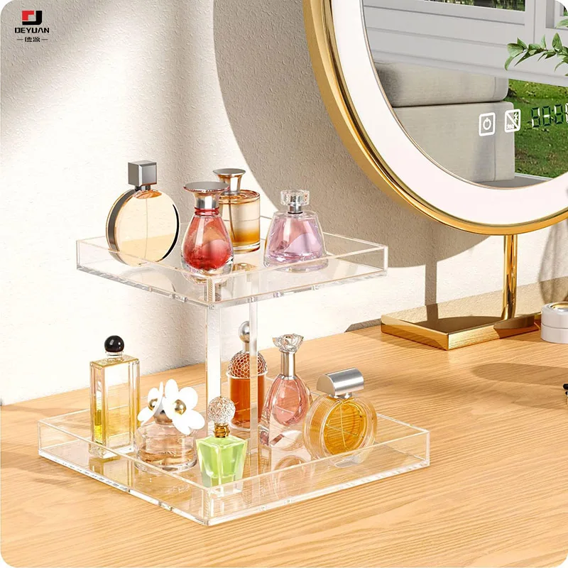 2 & 3 Tier Acrylic Makeup Perfume Organizer Display Tray Stand racks for Organizing Perfume Bottles